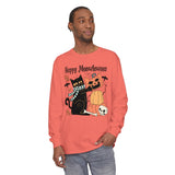 Cute Black Cat Halloween Long Sleeve T-Shirt - Pumpkin Stack & Scarf Cozy Cat Graphic Tee