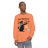 Cute Black Cat Halloween Long Sleeve T-Shirt - Pumpkin Stack & Scarf Cozy Cat Graphic Tee