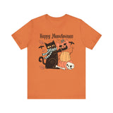 Cute Black Cat Halloween Shirt - Pumpkin Stack & Scarf Cozy Cat Graphic Tee