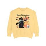 Cute Black Cat Halloween Sweatshirt - Pumpkin Stack & Scarf Cozy Cat Graphic Sweater