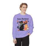 Cute Black Cat Halloween Sweatshirt - Pumpkin Stack & Scarf Cozy Cat Graphic Sweater