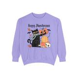 Cute Black Cat Halloween Sweatshirt - Pumpkin Stack & Scarf Cozy Cat Graphic Sweater