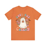 Cute But Creepy Halloween Shirt - Floral Ghost with Pumpkin Graphic Tee