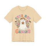 Cute But Creepy Halloween Shirt - Floral Ghost with Pumpkin Graphic Tee