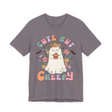 Cute But Creepy Halloween Shirt - Floral Ghost with Pumpkin Graphic Tee