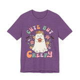 Cute But Creepy Halloween Shirt - Floral Ghost with Pumpkin Graphic Tee