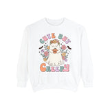 Cute But Creepy Halloween Sweatshirt - Floral Ghost with Pumpkin Graphic Sweater