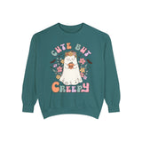 Cute But Creepy Halloween Sweatshirt - Floral Ghost with Pumpkin Graphic Sweater