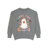 Cute But Creepy Halloween Sweatshirt - Floral Ghost with Pumpkin Graphic Sweater