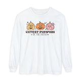 Cutest Pumpkin in the Patch Halloween Long Sleeve T-Shirt - Cute Trio Pumpkins Graphic Tee