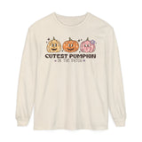 Cutest Pumpkin in the Patch Halloween Long Sleeve T-Shirt - Cute Trio Pumpkins Graphic Tee