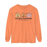 Cutest Pumpkin in the Patch Halloween Long Sleeve T-Shirt - Cute Trio Pumpkins Graphic Tee