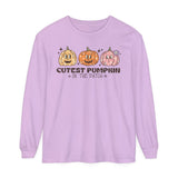 Cutest Pumpkin in the Patch Halloween Long Sleeve T-Shirt - Cute Trio Pumpkins Graphic Tee