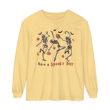 Dancing Skeletons Halloween Long Sleeve T-Shirt - 'Have A Spooky Day' Retro Spooky Tee