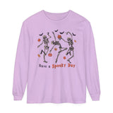 Dancing Skeletons Halloween Long Sleeve T-Shirt - 'Have A Spooky Day' Retro Spooky Tee