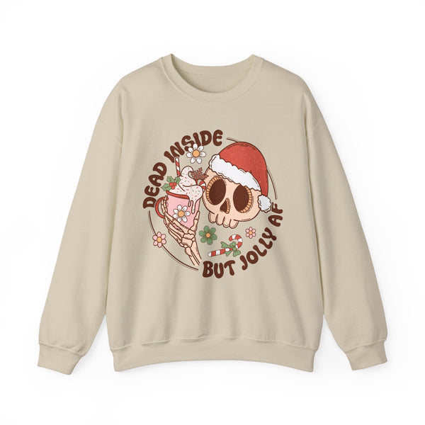 Dead Inside But Jolly AF Crewneck Sweatshirt - Fun Holiday Humor Christmas Sweater