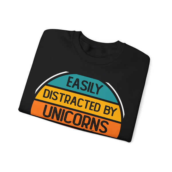 Easily Distracted by Unicorns Cryptos Crypto Crewneck Sweatshirt – Cryptocurrency Shirt for Enthusiasts, Traders, and Meme Lovers
