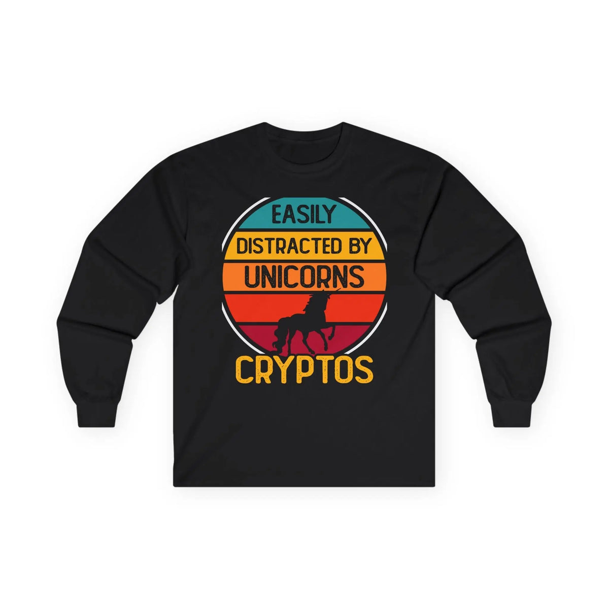 Easily Distracted by Unicorns Cryptos Crypto Long Sleeve – Cryptocurrency Shirt for Enthusiasts, Traders, and Meme Lovers