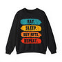 Eat Sleep Buy NFTs Repeat Crypto Crewneck Sweatshirt – Cryptocurrency Shirt for Enthusiasts, Traders, and Meme Lovers