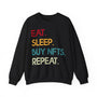 Eat Sleep Buy NFTs Repeat Crypto Crewneck Sweatshirt – Cryptocurrency Shirt for Enthusiasts, Traders, and Meme Lovers