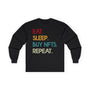 Eat Sleep Buy NFTs Repeat Crypto Long Sleeve – Cryptocurrency Shirt for Enthusiasts, Traders, and Meme Lovers