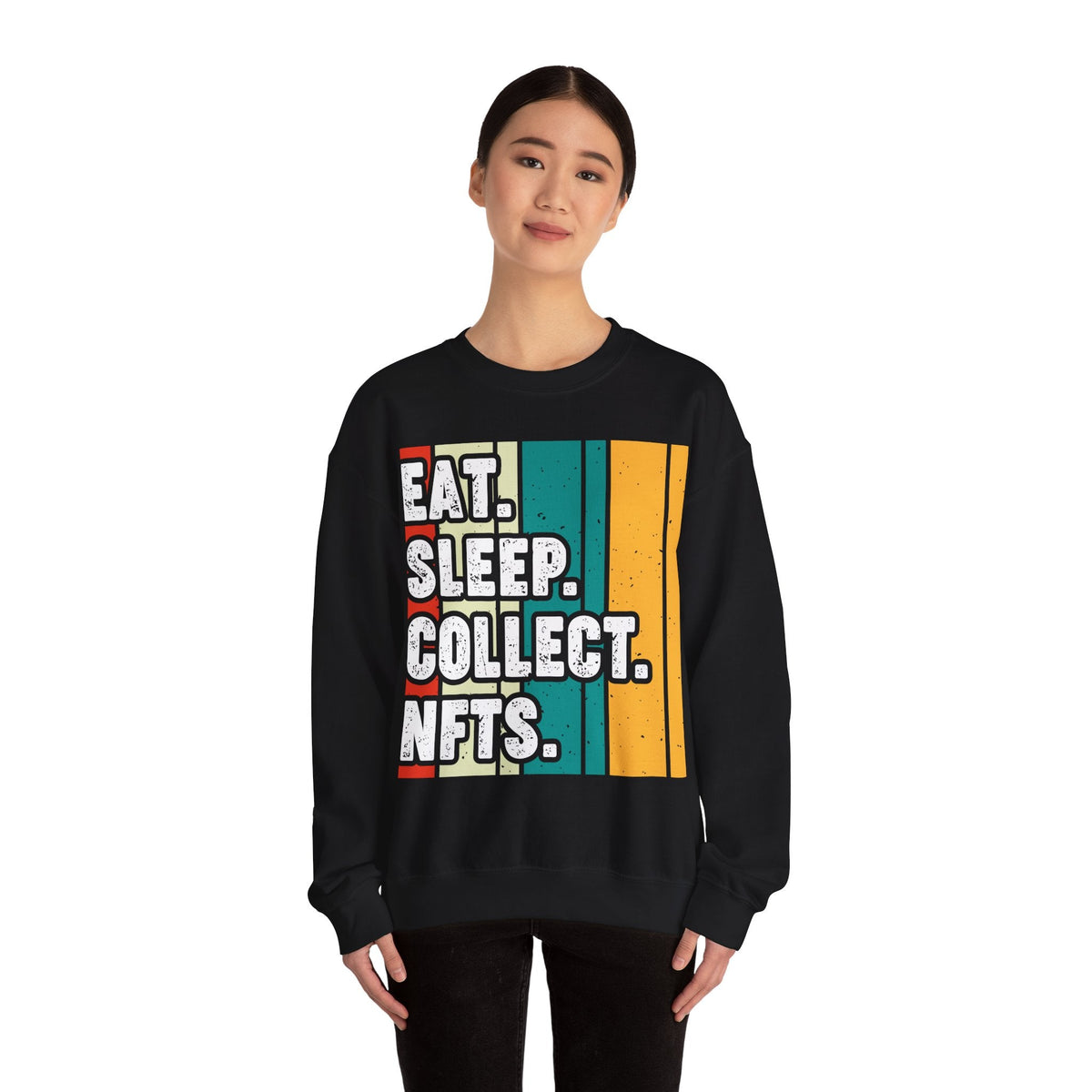 Eat Sleep Collect NFTs Crypto Crewneck Sweatshirt – Cryptocurrency Shirt for Enthusiasts, Traders, and Meme Lovers