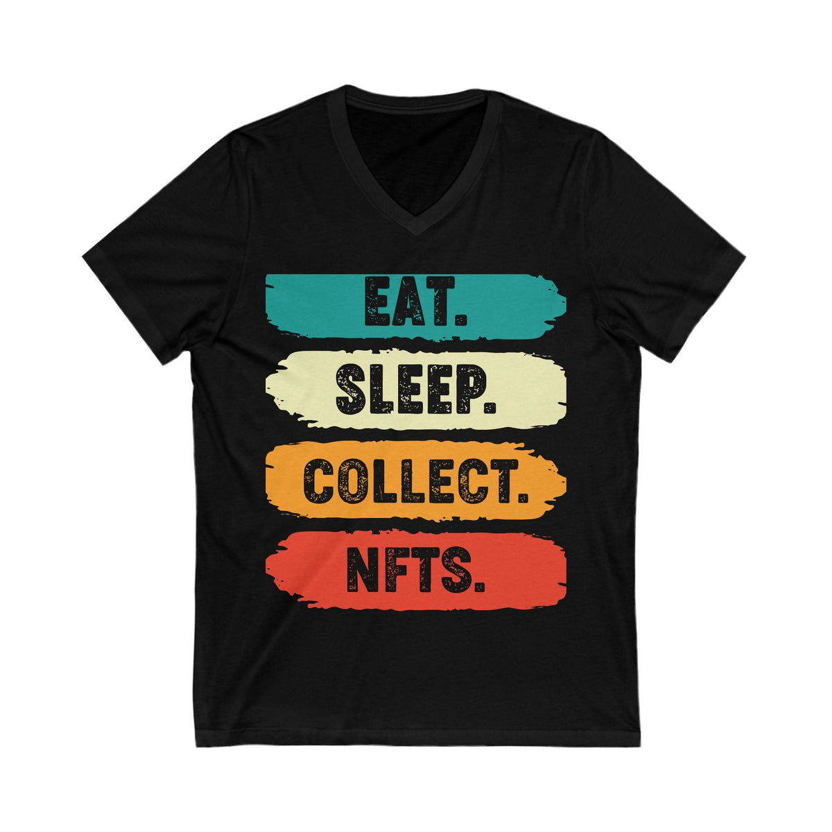 Eat Sleep Collect NFTs Crypto V-Neck – Cryptocurrency Shirt for Enthusiasts, Traders, and Meme Lovers