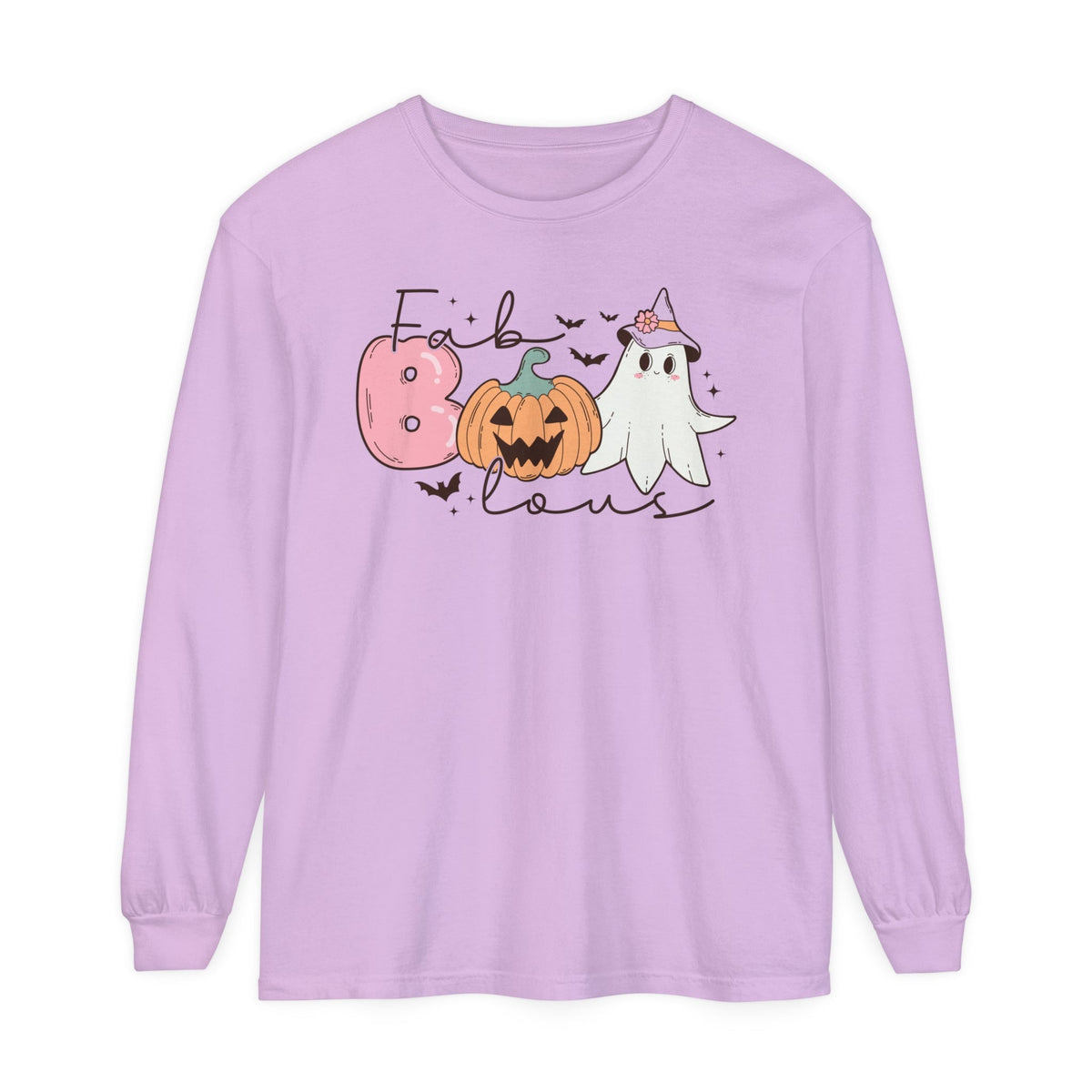 Fab Boo-lous Ghost Pumpkin Halloween Long Sleeve T-Shirt - Cute Ghost Witch Graphic Tee