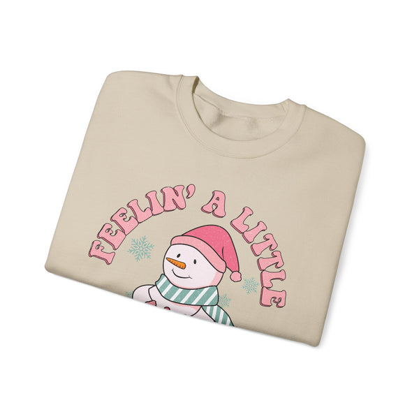 Feelin' a Little Frosty Crewneck Sweatshirt - Cute Snowman Christmas Sweater - Winter Apparel