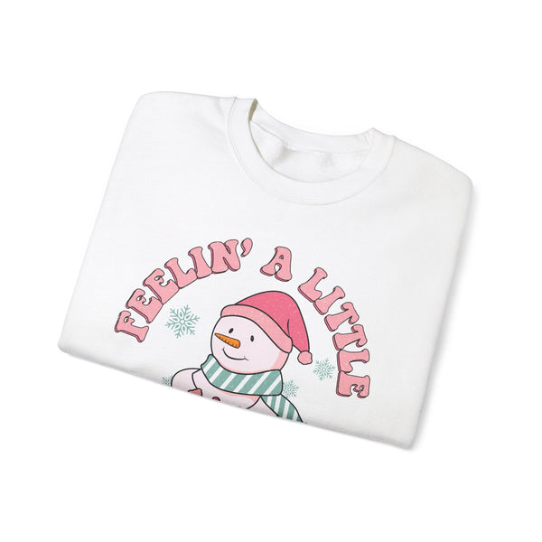 Feelin' a Little Frosty Crewneck Sweatshirt - Cute Snowman Christmas Sweater - Winter Apparel