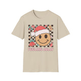 Feeling Jolly Christmas T-Shirt – Smiling Face, Santa Hat & Holiday Cheer