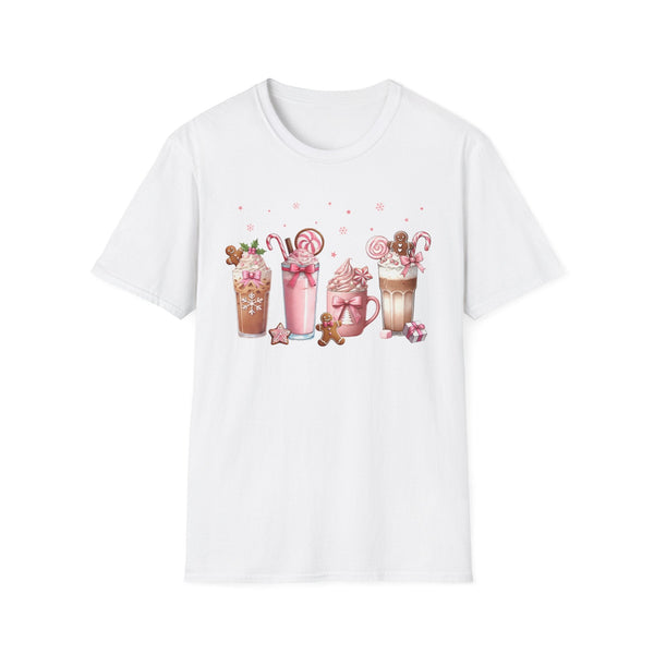 Festive Christmas Coffee T-Shirt - Cute Holiday Drink Design with Gingerbread and Candy Canes - Perfect Gift for Coffee