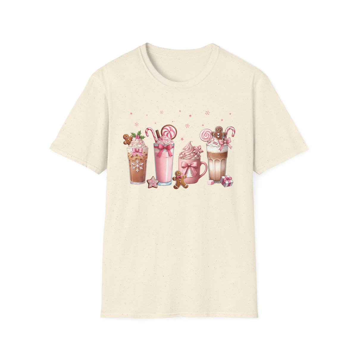 Festive Christmas Coffee T-Shirt - Cute Holiday Drink Design with Gingerbread and Candy Canes - Perfect Gift for Coffee