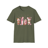 Festive Christmas Coffee T-Shirt - Cute Holiday Drink Design with Gingerbread and Candy Canes - Perfect Gift for Coffee