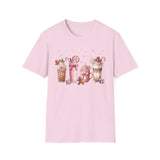 Festive Christmas Coffee T-Shirt - Cute Holiday Drink Design with Gingerbread and Candy Canes - Perfect Gift for Coffee