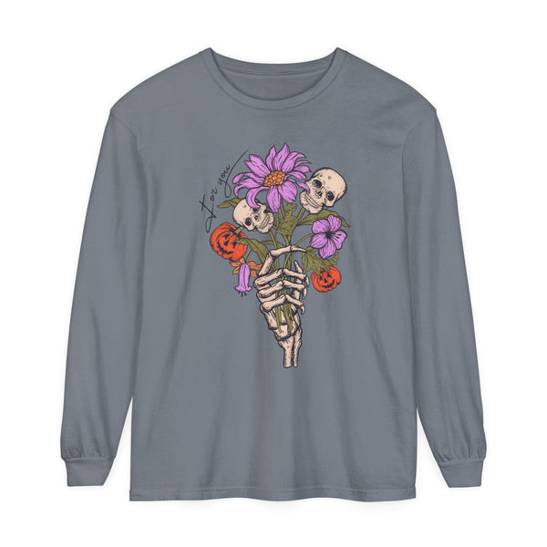 For You - Gothic Floral Skeleton Hand Halloween Long Sleeve T-Shirt