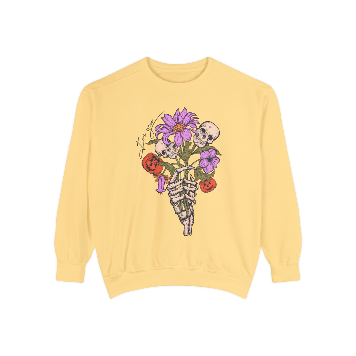 For You - Gothic Floral Skeleton Hand Halloween Sweatshirt