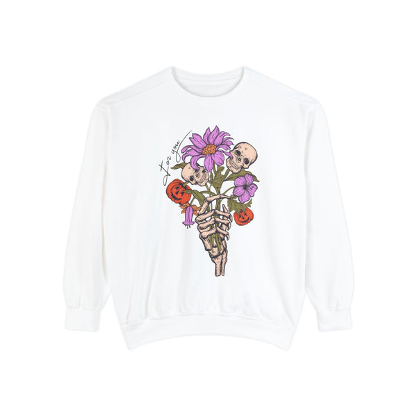 For You - Gothic Floral Skeleton Hand Halloween Sweatshirt