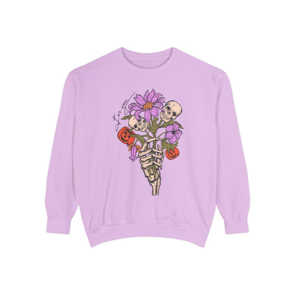 For You - Gothic Floral Skeleton Hand Halloween Sweatshirt