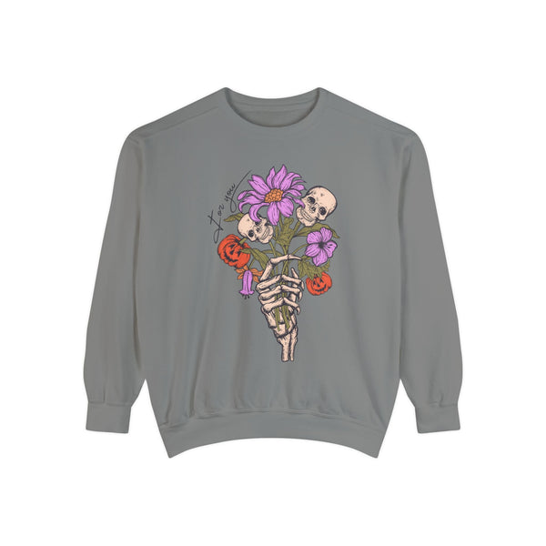 For You - Gothic Floral Skeleton Hand Halloween Sweatshirt