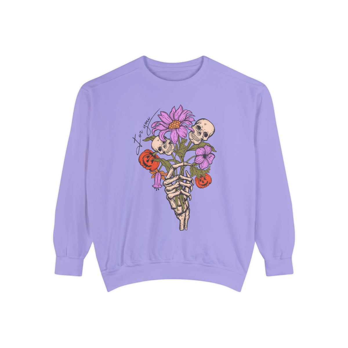 For You - Gothic Floral Skeleton Hand Halloween Sweatshirt