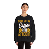 Fueled by Coffee and Bitcoin Crypto Crewneck Sweatshirt – Cryptocurrency Shirt for Enthusiasts, Traders, and Meme Lovers