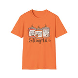 Getting Lit Fall Candles T-Shirt - Funny Autumn Graphic Tee - Cozy Seasonal Scents Shirt - Cute Fall Season Top -