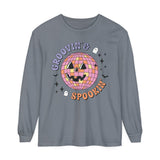 Groovin' & Spookin' - Retro Halloween Disco Ball Graphic Long Sleeve T-Shirt