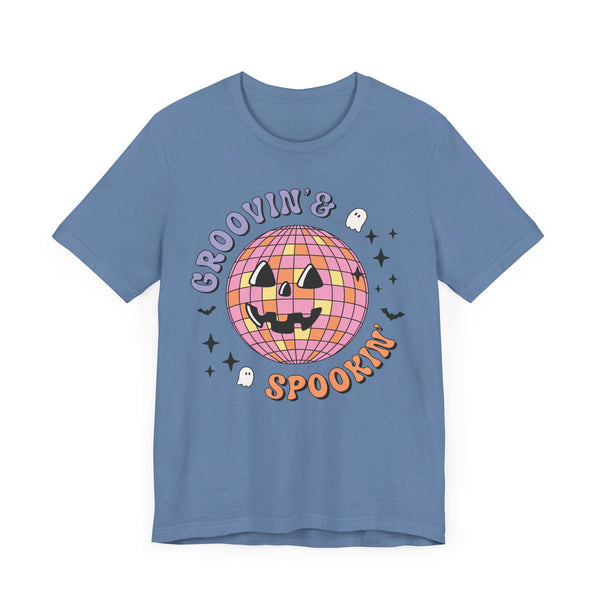 Groovin' & Spookin' - Retro Halloween Disco Ball Graphic T-Shirt