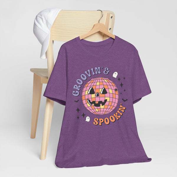 Groovin' & Spookin' - Retro Halloween Disco Ball Graphic T-Shirt