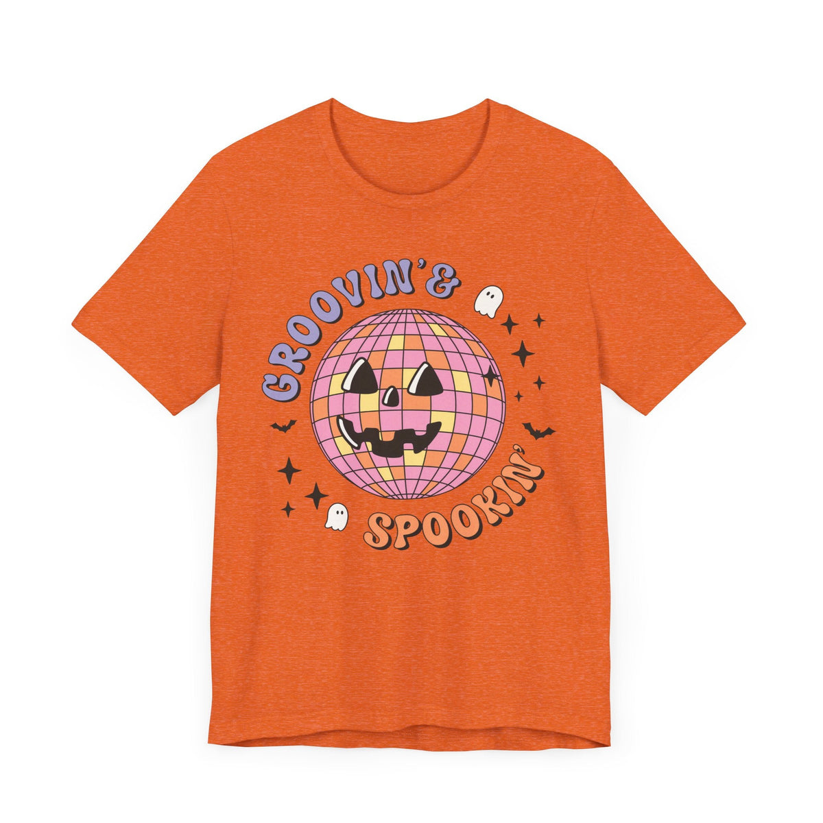 Groovin' & Spookin' - Retro Halloween Disco Ball Graphic T-Shirt