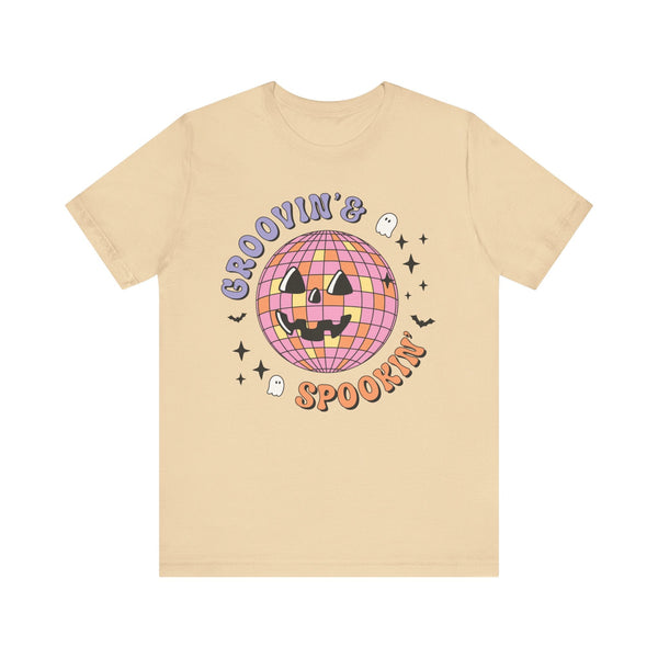 Groovin' & Spookin' - Retro Halloween Disco Ball Graphic T-Shirt