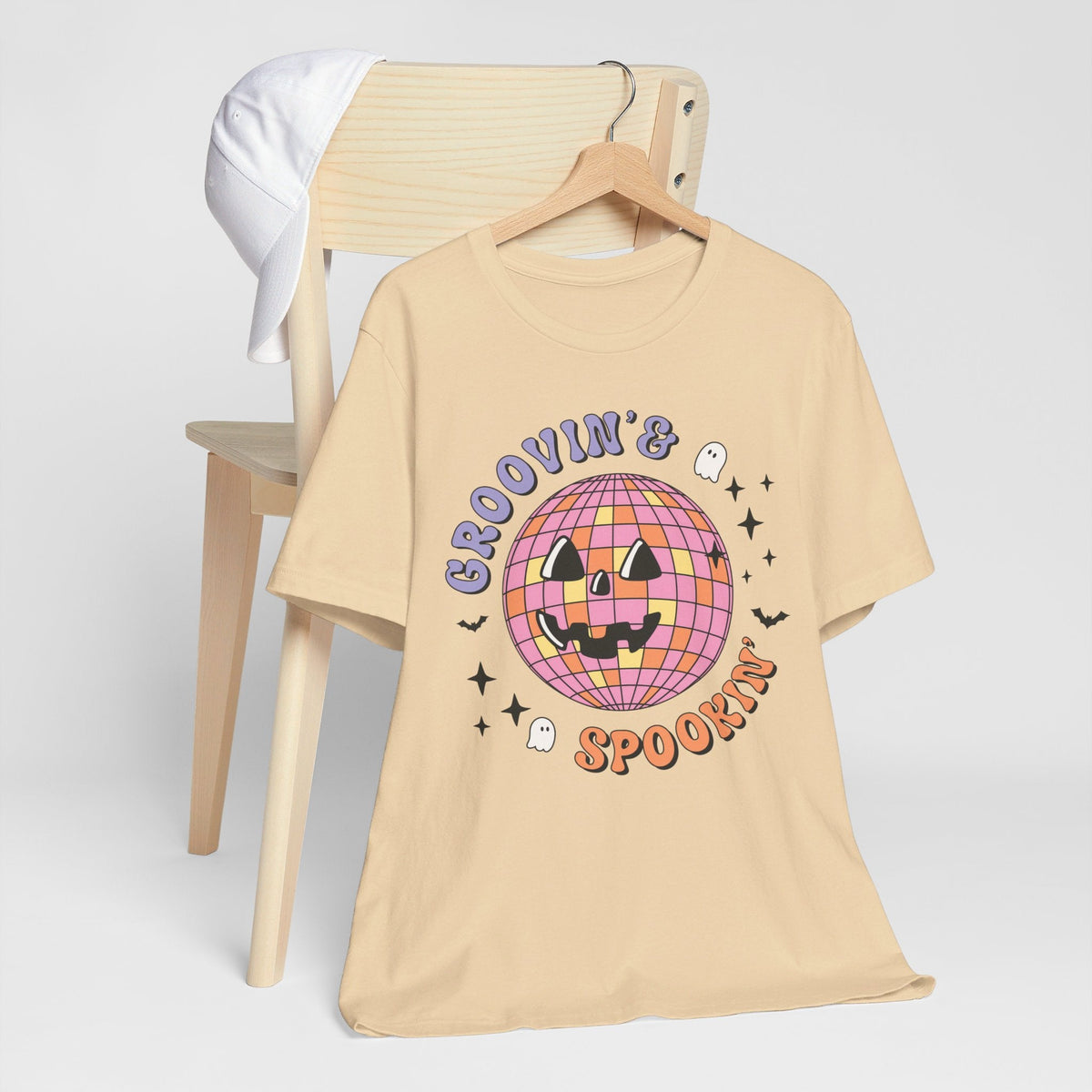 Groovin' & Spookin' - Retro Halloween Disco Ball Graphic T-Shirt