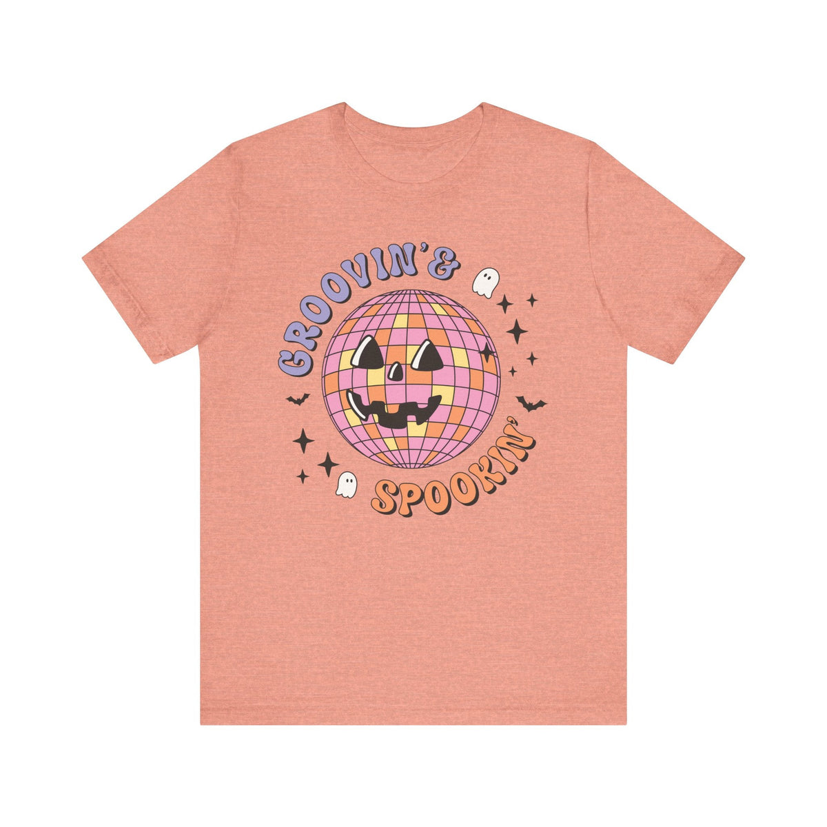 Groovin' & Spookin' - Retro Halloween Disco Ball Graphic T-Shirt